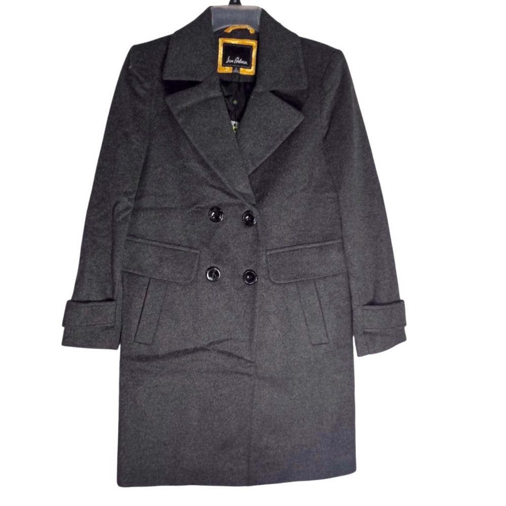 Sam Edelman Coat Double Breasted Gray Wool Blend Peacoat Size 4 - Picture 2 of 8